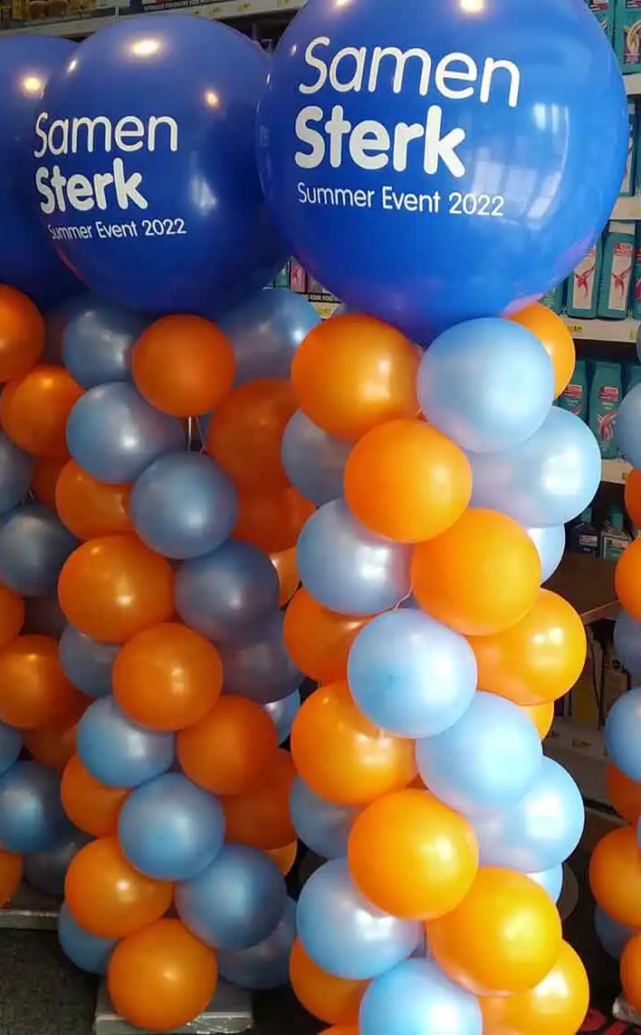 Ballonpilaren met eigen opdruk voor een evenement Ballonpilaren met eigen opdruk voor een evenement